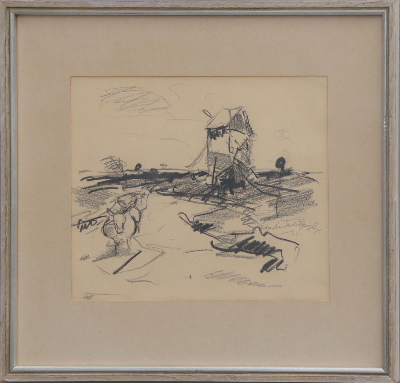 EDV LINDHOLM HOUDE. DRAWING, signed.