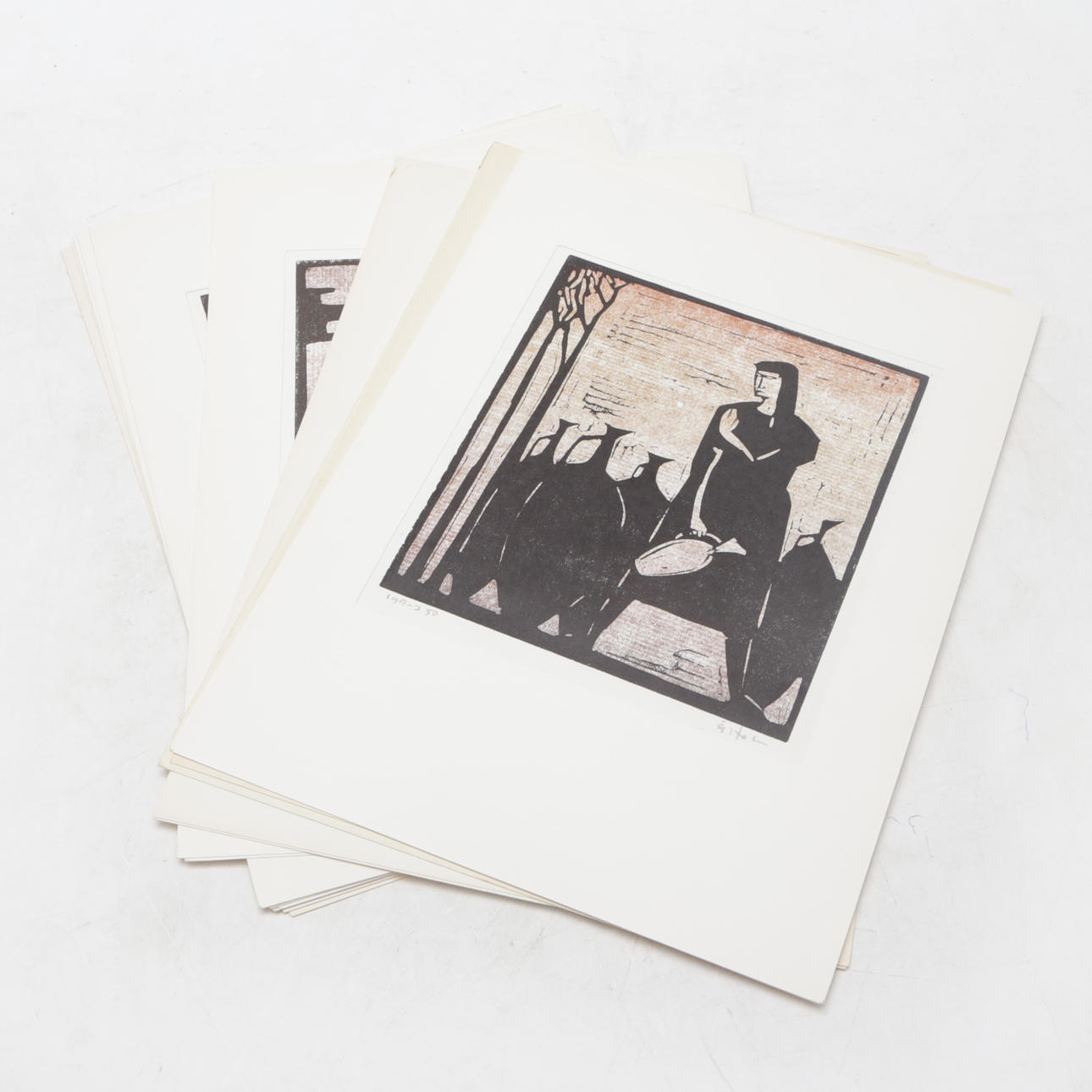 ÅKE HOLM. Graphic leaves, 9 pieces, signed.