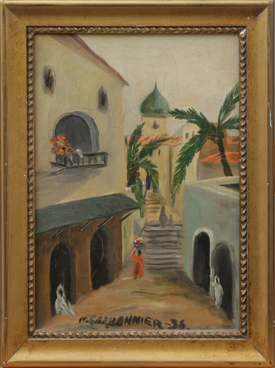 OIDENTIFIERAD KONSTNÄR. OIL, on canvas, Oriental environment, signed 1936.