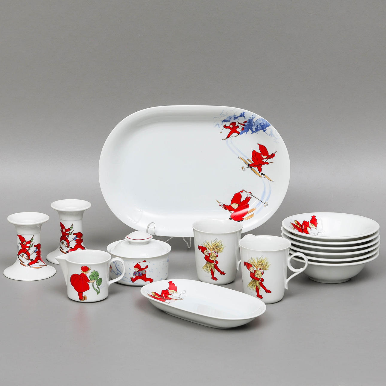 AINA STENBERG, "Tomtejul", servisdelar, 14 delar, Rörstrand.