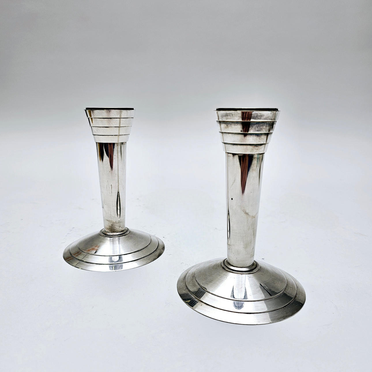 FOLIO CANDLE HOLDERS. CHRISTOFLE. SILVER METAL. CANDLESTICK.