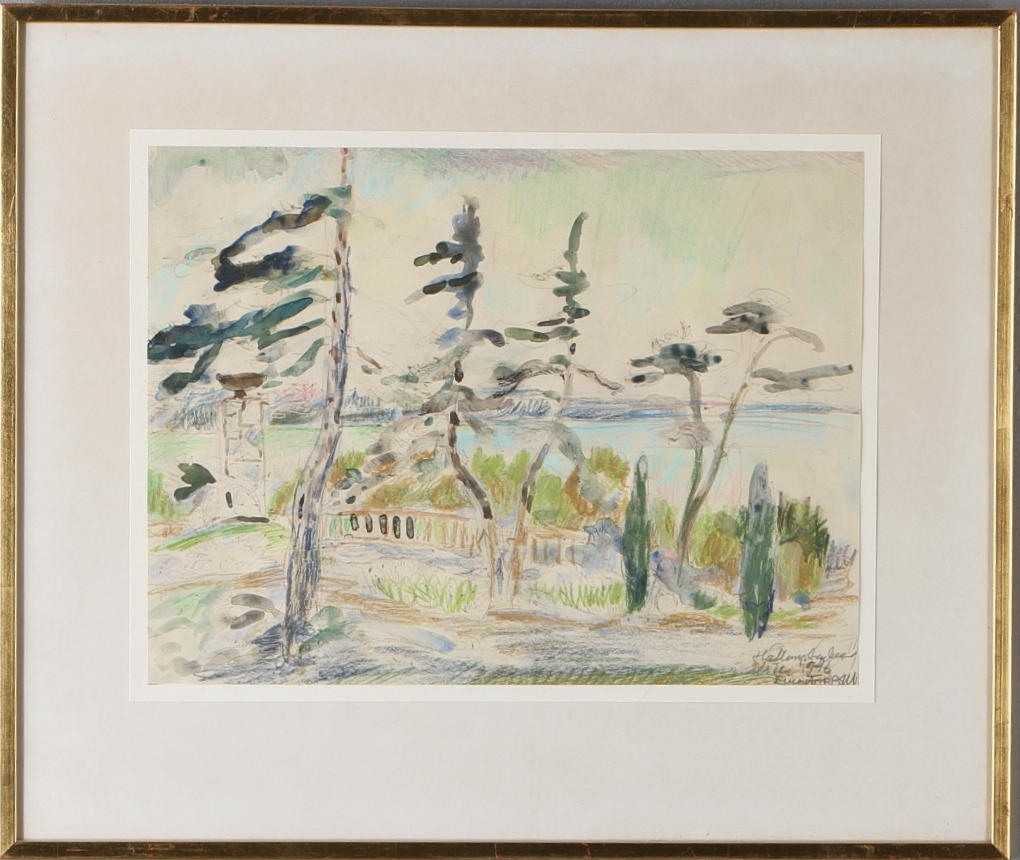 EINAR FORSETH. Landskapsmotiv, blandteknik, signerad och daterad 1946.