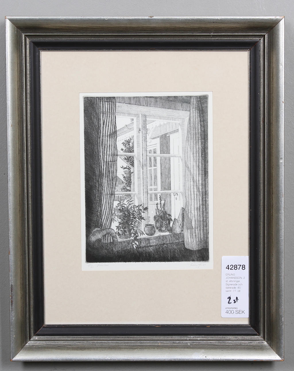 ERLING JOHANSSON. 2 st, etsningar. Signerade och daterade -80 samt -77.