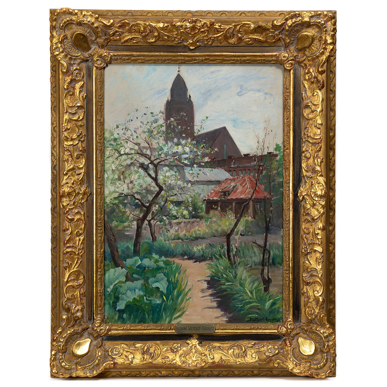 INGBORG WESTFELT-EGGERTZ. Küchengarten vor der Masthugg-Kirche.