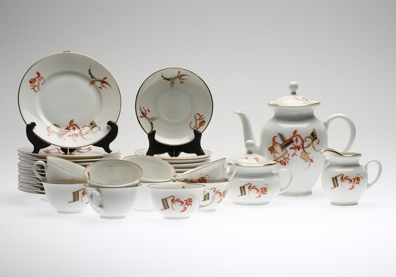 KAFFESERVIS, 23 delar, porslin, art deco, ALP Lidköping, 1920-tal.