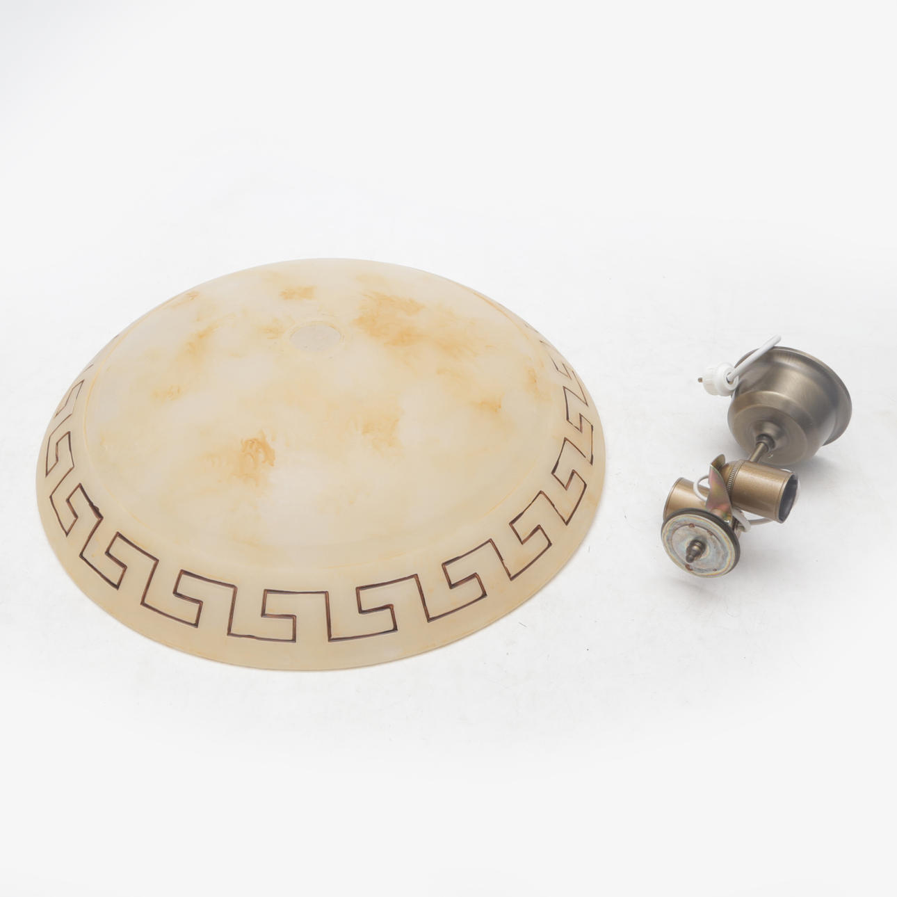 A modern glass ceiling lamp.