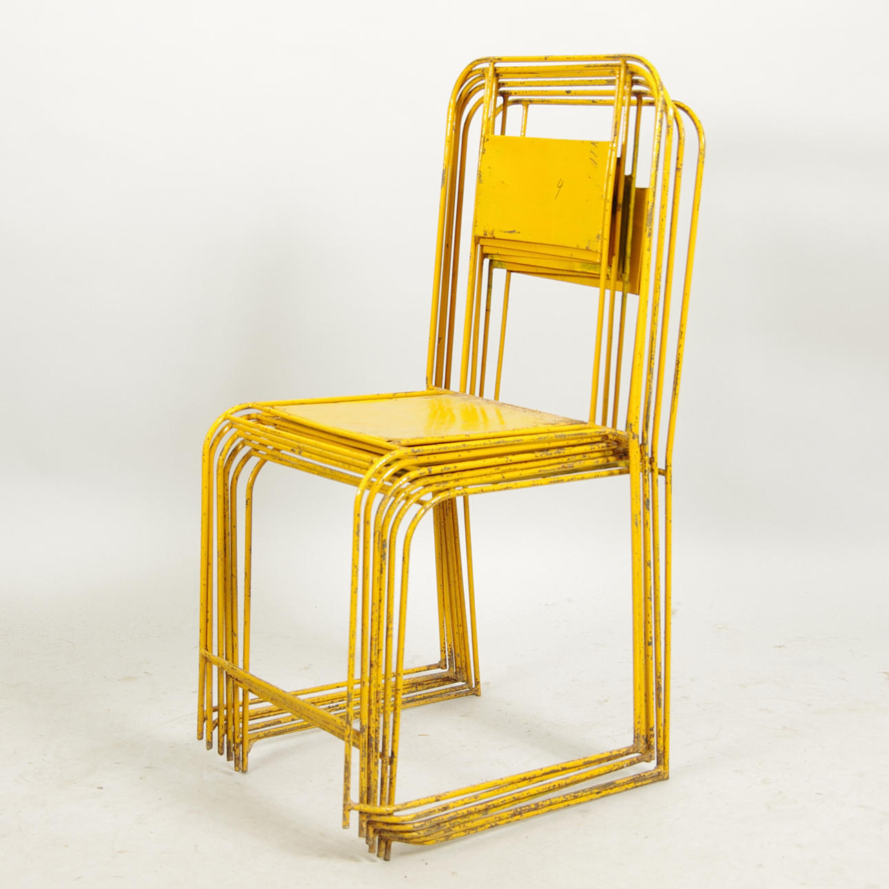 STOLAR, 6 stycken, målad plåt och smidesjärn, industridesign.