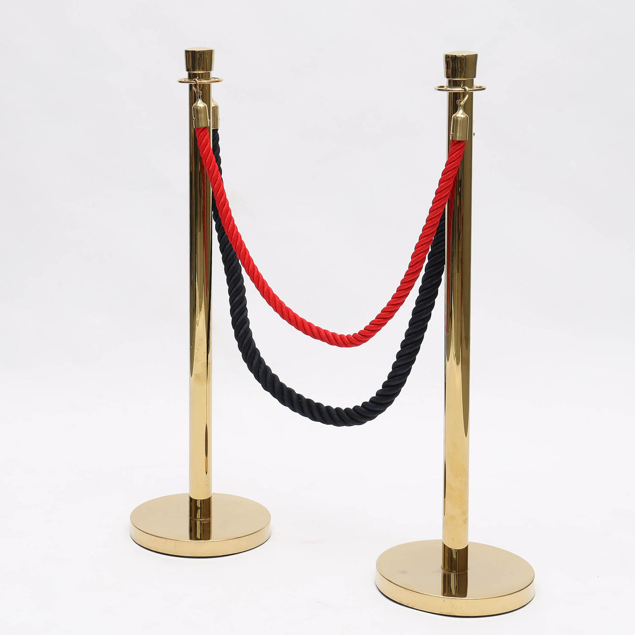 ENTRANCE POLES/BARRIER POSTS, one pair, with rope.