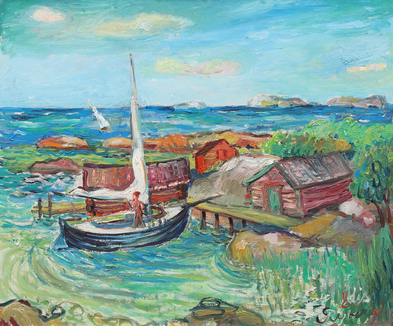 ELIS RYBERG. Oil on panel, archipelago motif, signed.