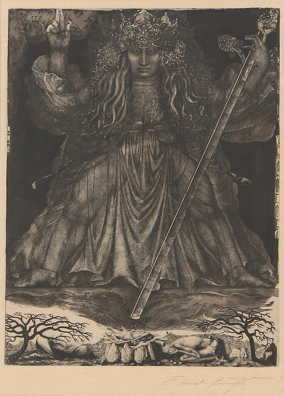ERNST FUCHS. Radierung. Märchenmotiv Signiert.