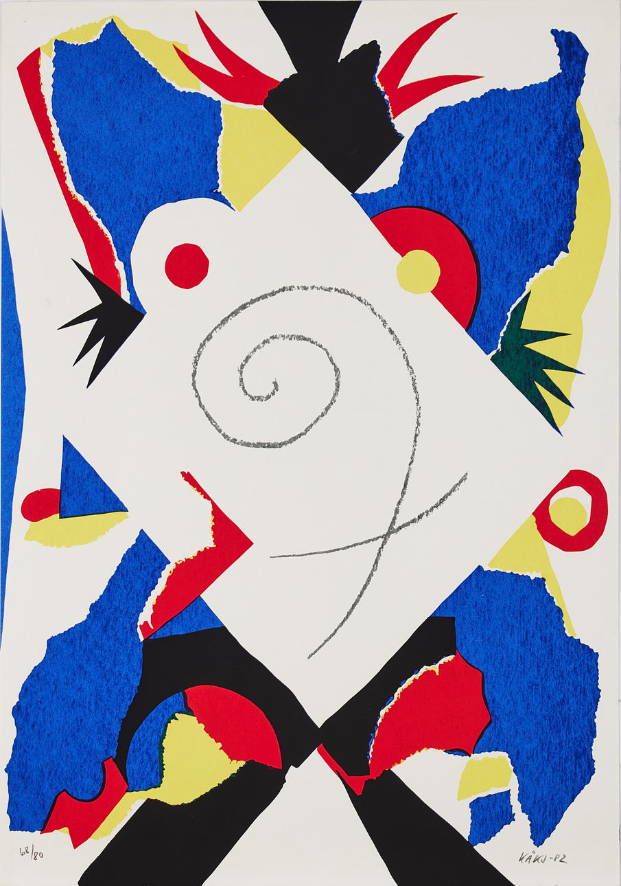 OLLE KÅKS. Figurenkompositionen, 2 Stück, Farblithografien.