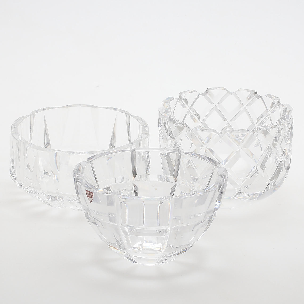 KRISTALLSKÅLAR, 3 st, Orrefors, signerade, 1900-talets andra hälft.