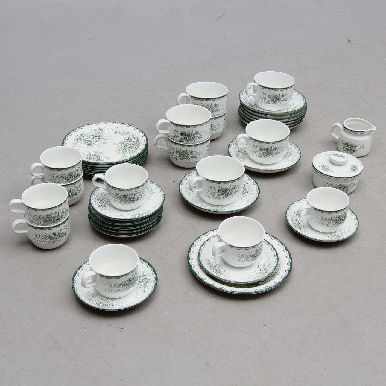 SERVIDSELAR, ca 25 delar, porslin, "Gröna Anna", Rörstrand.