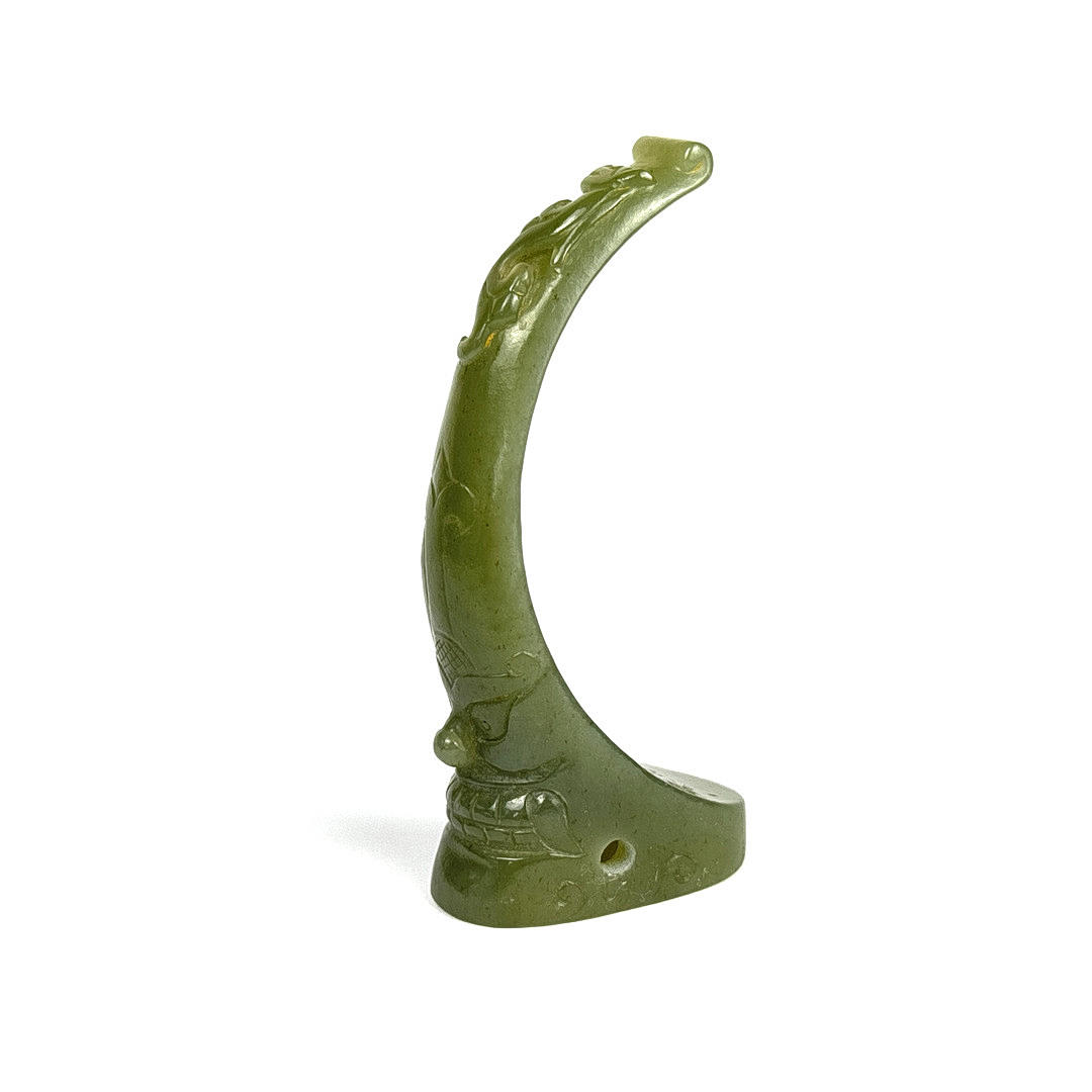 UDSKÅRET JADE MANDARIN HÅR/HATDEKORATION.