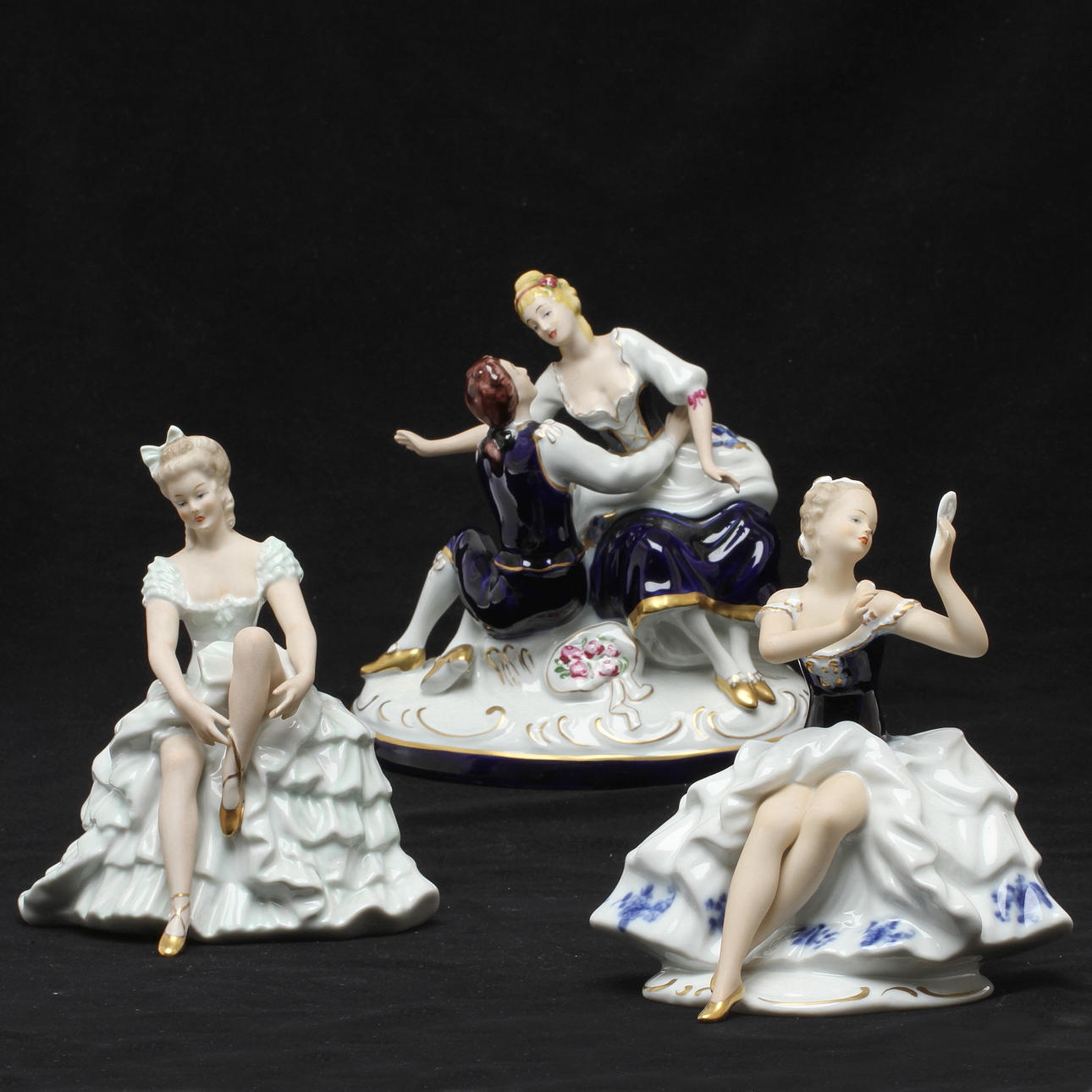 FIGURINER, 3 st, porslin, Wallendorf och Royal Dux.
