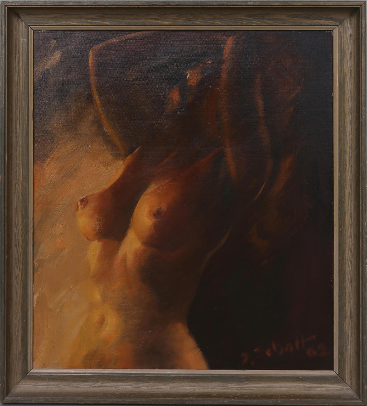 JOSEF SCHOTT. Kvinnomodell, olja på duk, signerad och daterad -62.