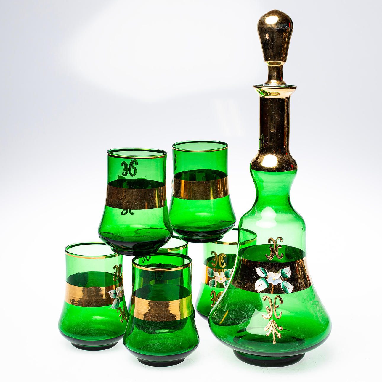 GLASSERVISE 7 stykker, Bøhmen.