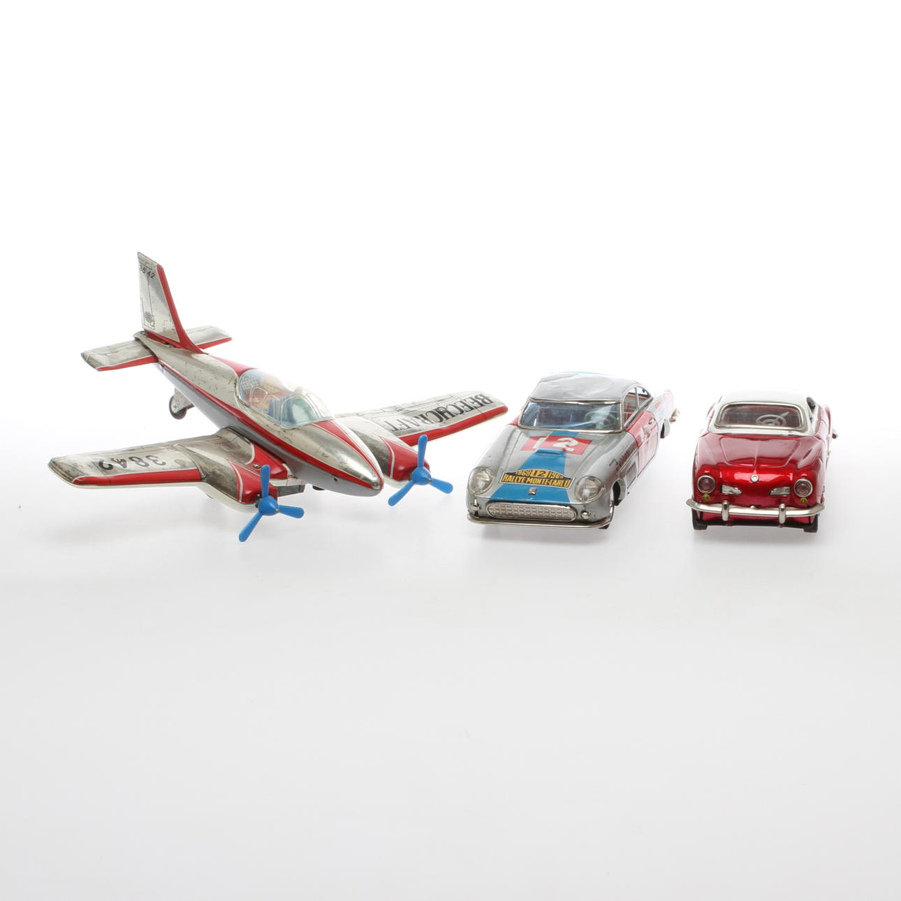 PLÅTLEKSAKER, 3 delar, bland annat MT Masudaya Modern Toys samt Bandai, Japan, 1900-talets andra hälft.