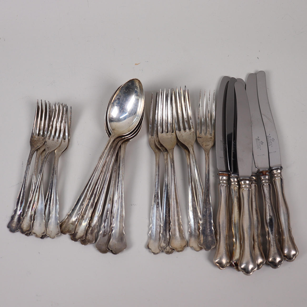 A silver cutlery set, A.G.D, “Chippendale”, 1930s.