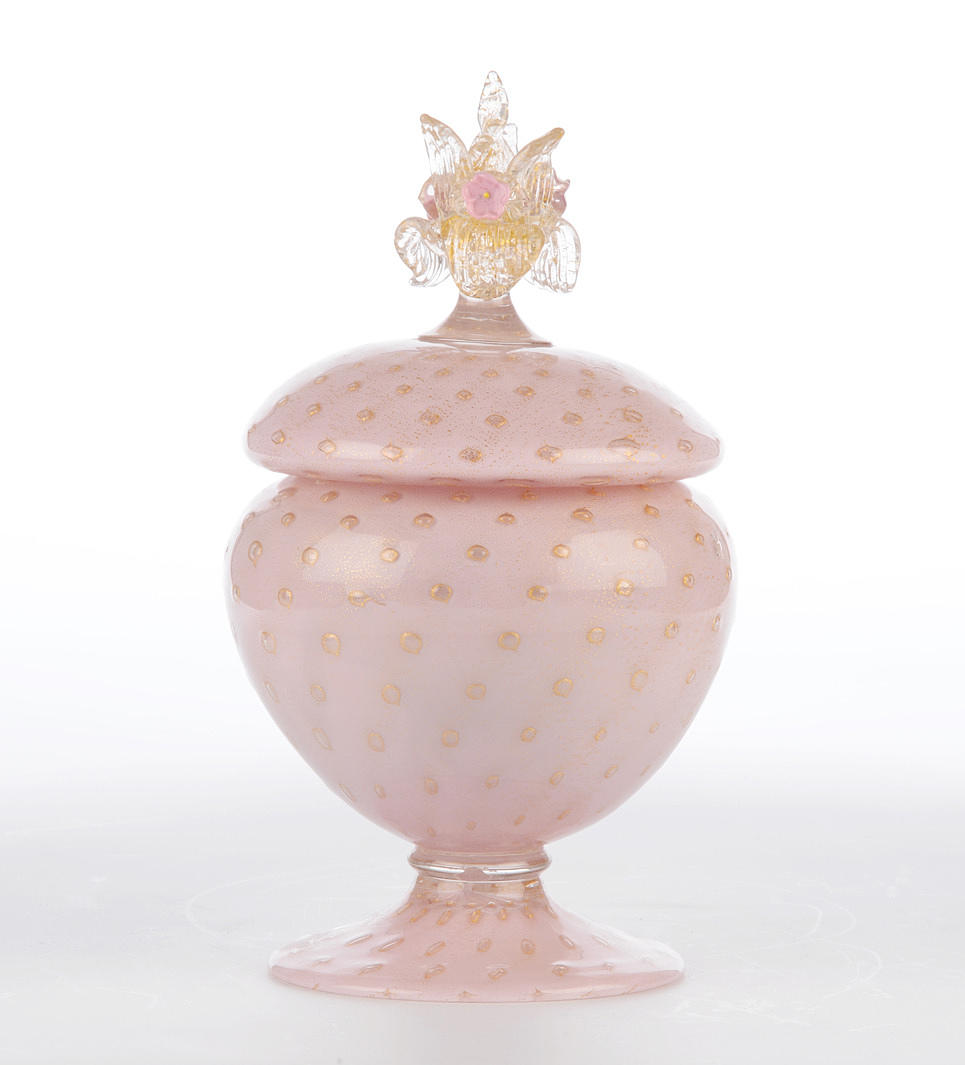 MURANO, SALVIATI & CO. Bonboniere, rose-glas.