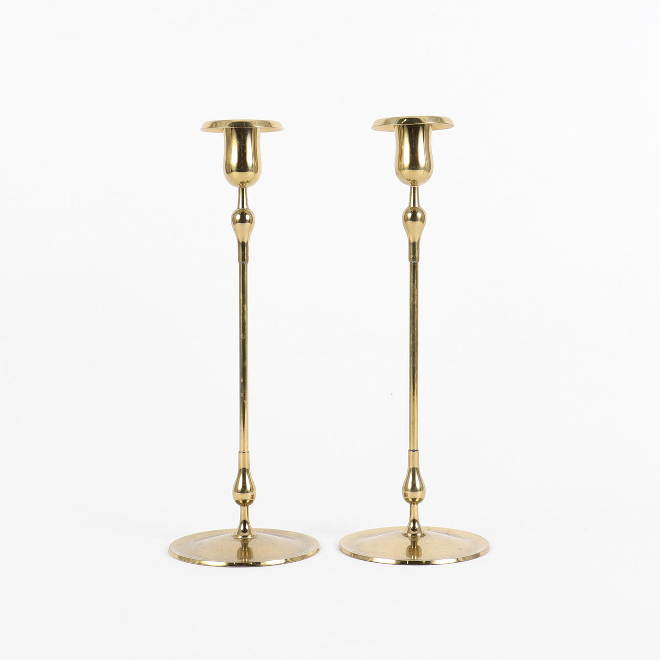 GUNNAR ANDER. Candlesticks pair, brass, Ystad Metall.