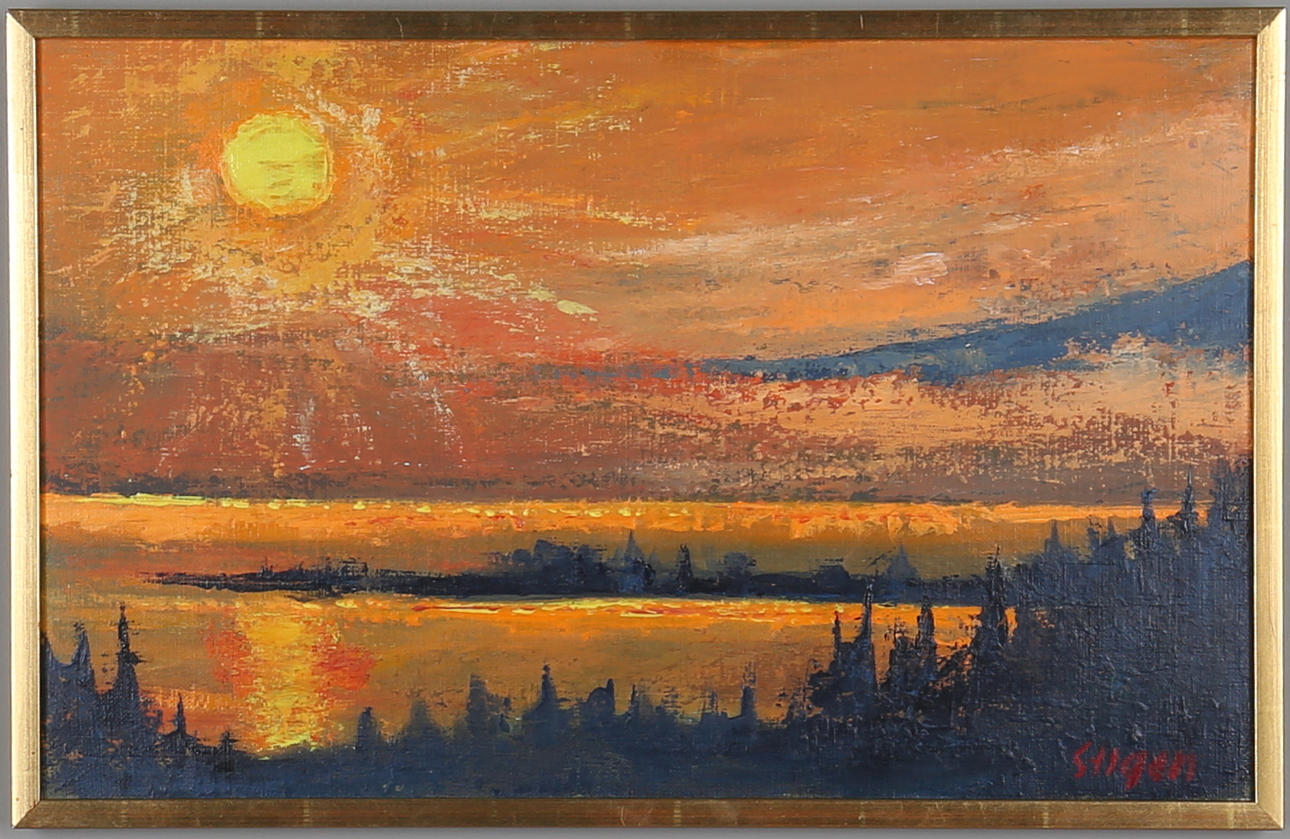 STIG EINARSSON. Solnedgång, olja på duk, signerad.