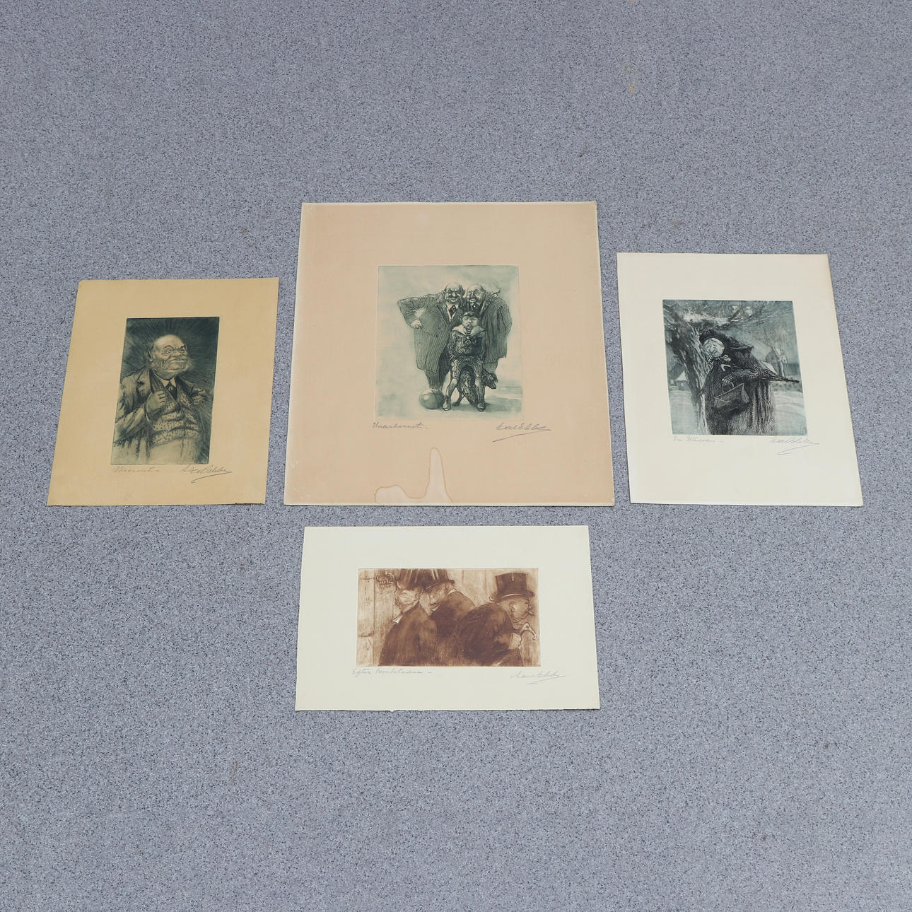 AXEL EBBE. Radierungen, vier Stück Signiert.