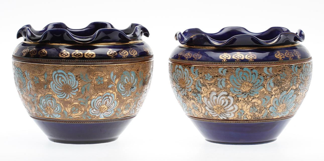 YTTERFODER, ett par, glaserad keramik, Slater patten, Royal Doulton, England, tidigt 1900-tal.