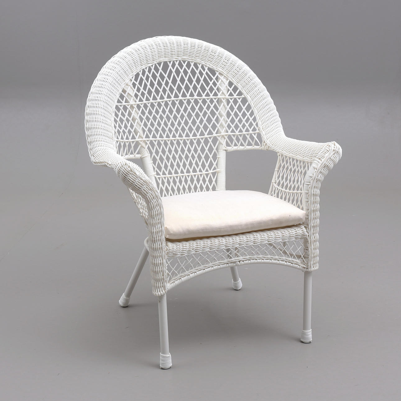 KORGSTOL, vit konstrotting/stålrör, IKEA.