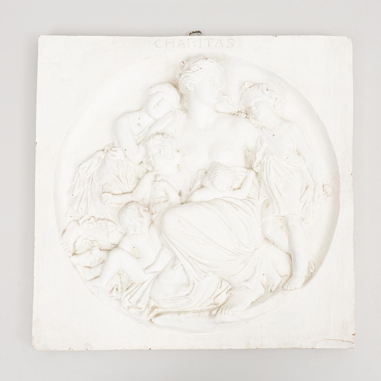 VÄGGRELIEF, gips, "Charitas", 1900-tal.