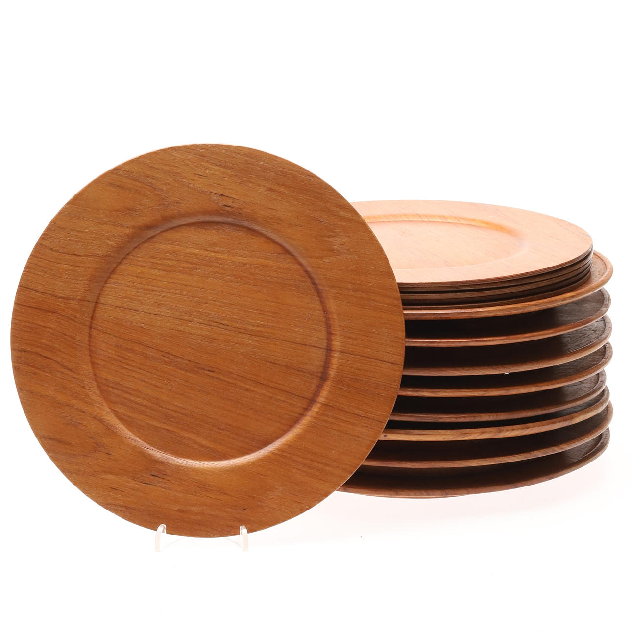 14 TEAK ENVELOPE PLATES, Thailand.
