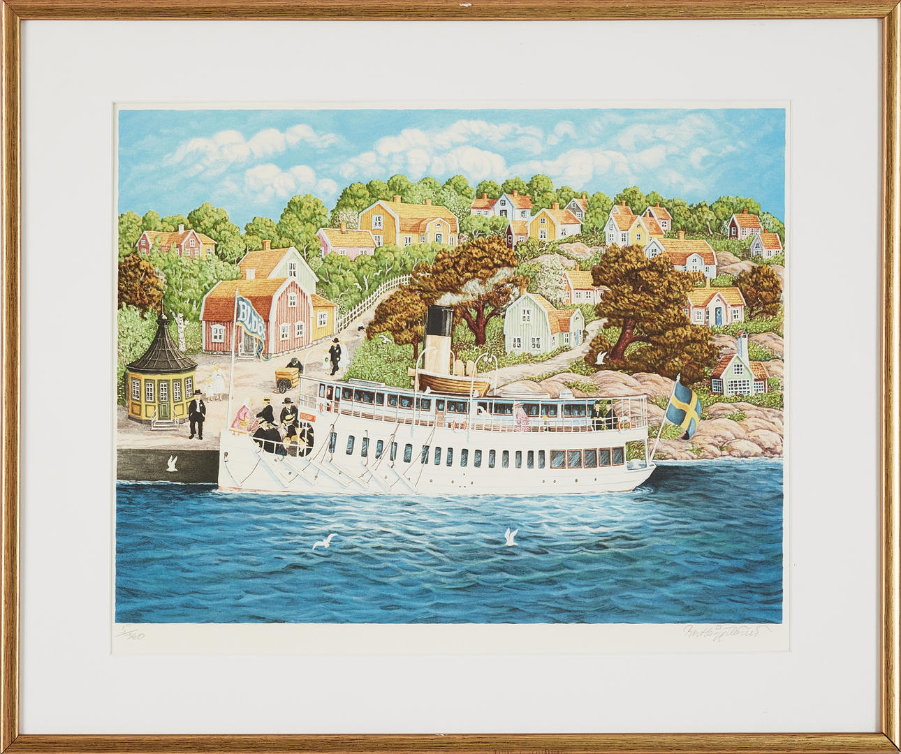 BERT HÅGE HÄVERÖ. Blidösund, signed, colour lithograph.