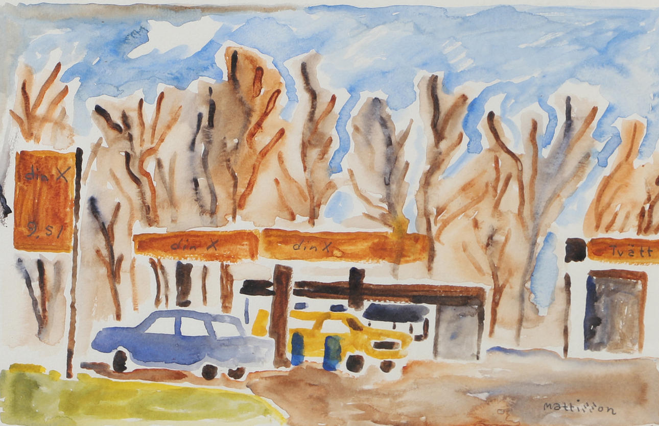 OIDENTIFIERAD KONSTNÄR. DinX, akvarelli, signeerattu Mattisson.