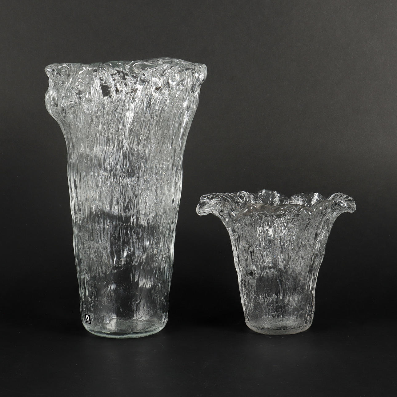 UNO WESTERBERG. Vaser 2 stk, glas, Pukeberg.