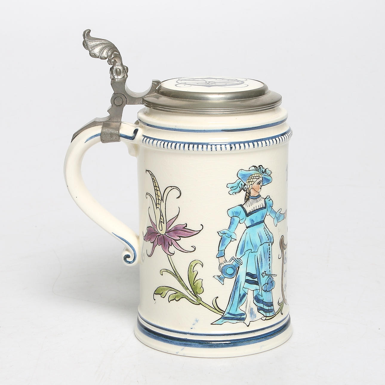 SEJDEL, flintgods och tenn, M. Willmann, Berlin, Tyskland, daterad 1890.