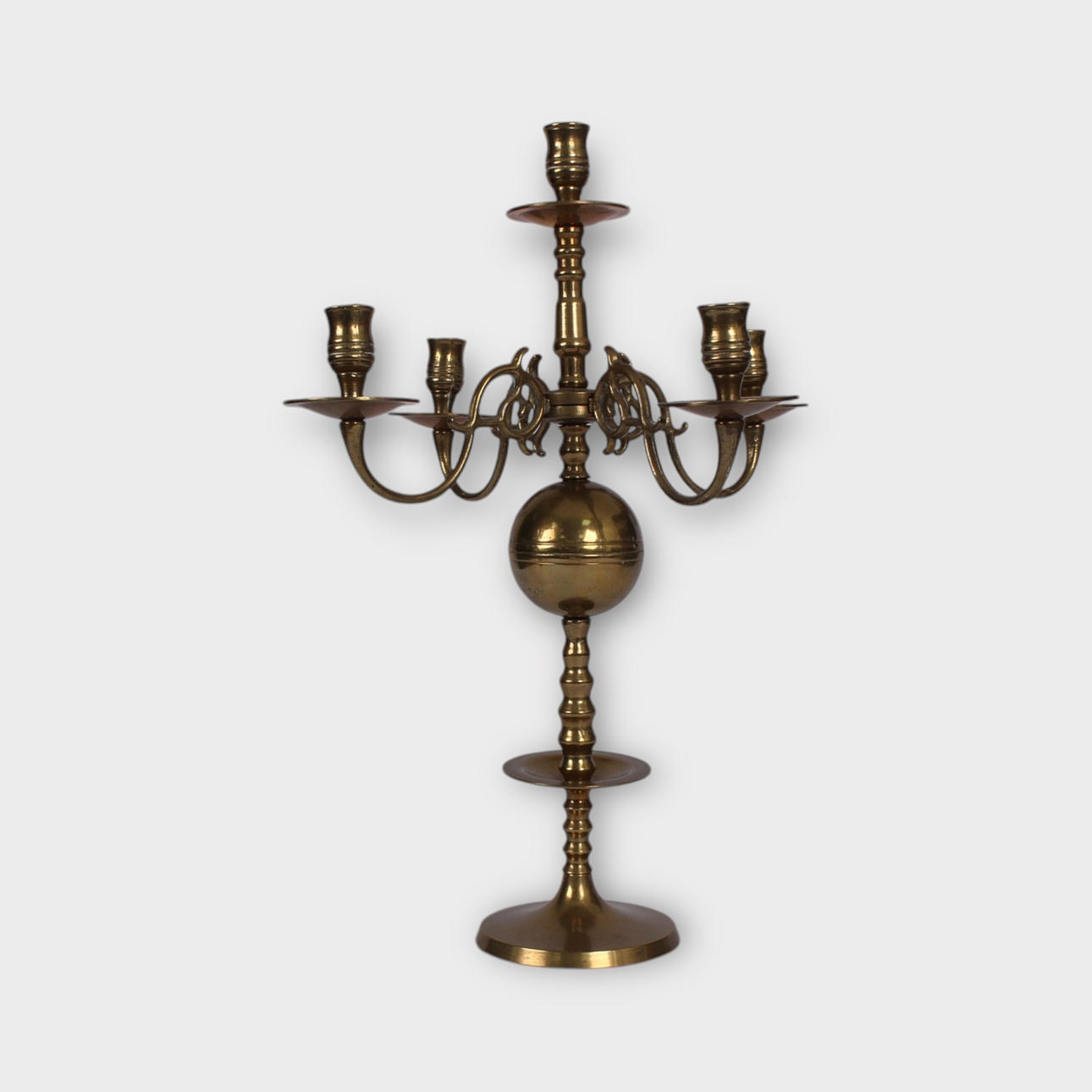 A brass candelabra, 20th century.