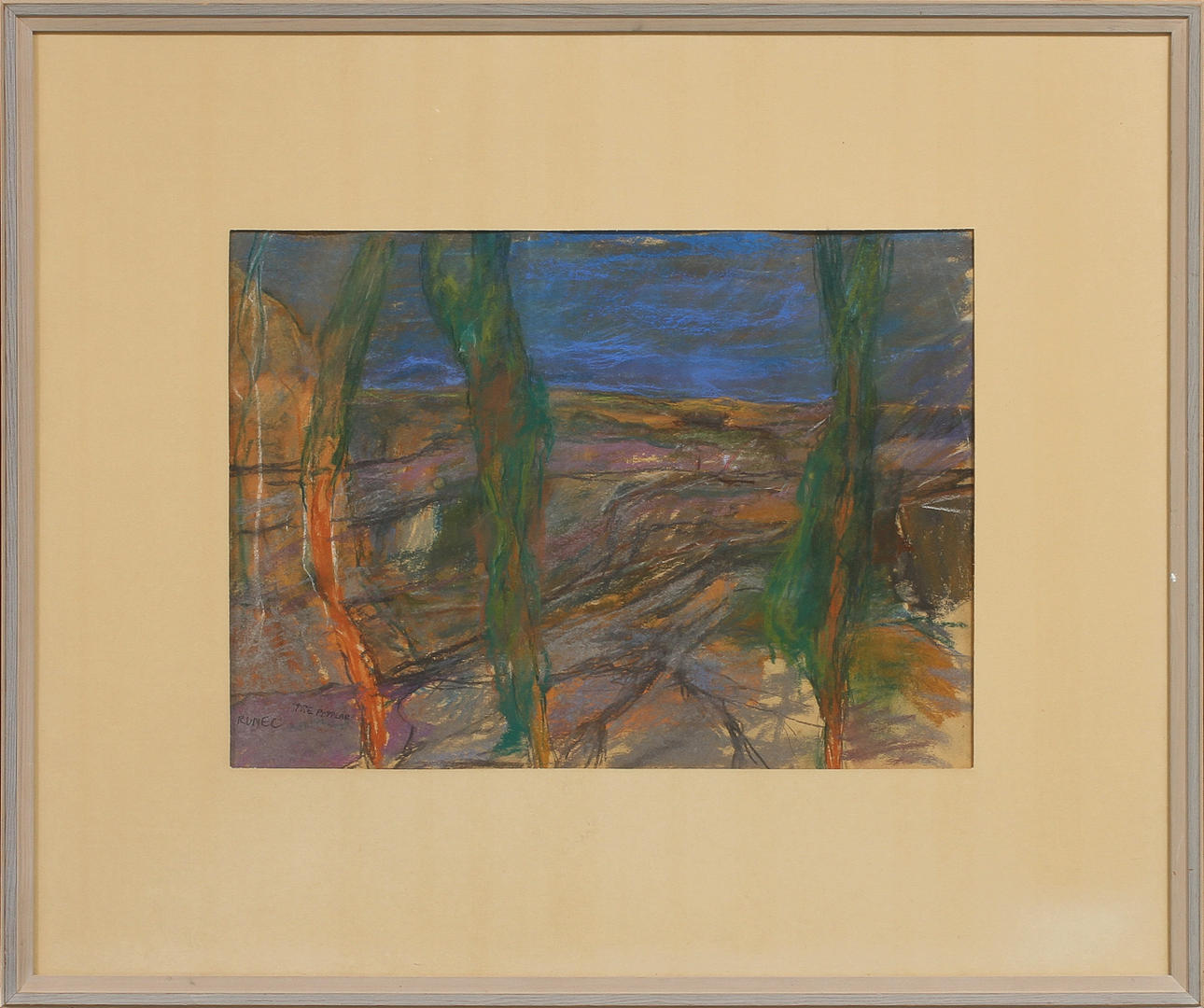 RUNE CLAESSON. "Tre popplar", pastell, signerad.