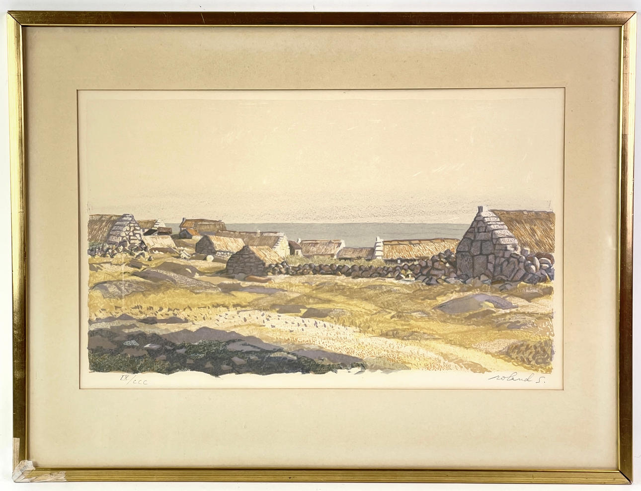 ROLAND SVENSSON. Lithograph in colours, Stone house by the coast, signed and numbered Roland S. IX/CCC.