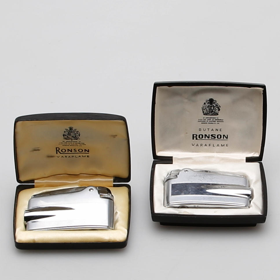TÄNDARE, gas, Ronson, 2 st, England i orginaletui.