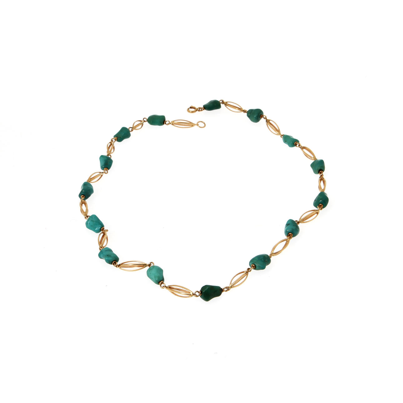 COLLIER, 18K rödguld med malakit. Vikt 13,7 g.