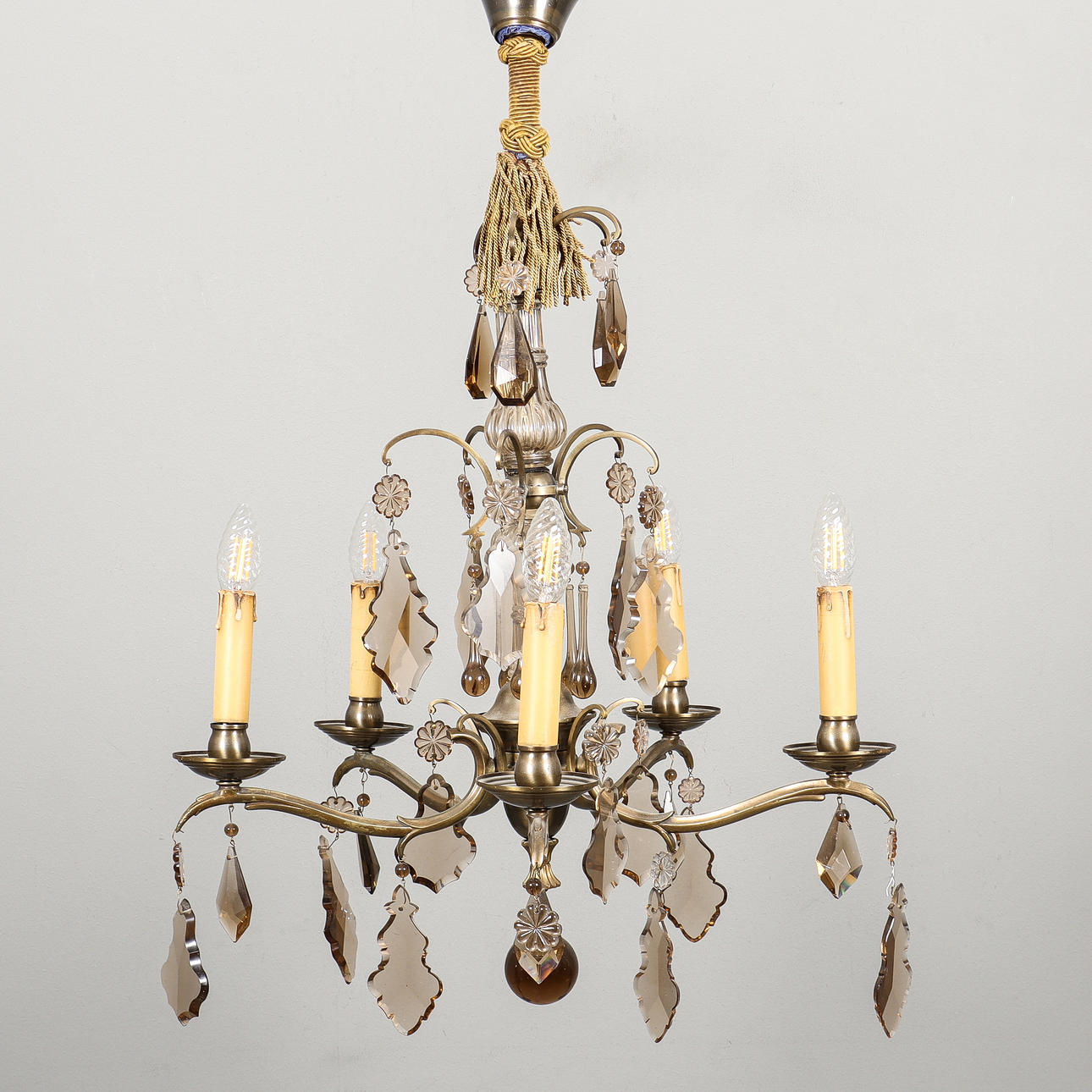 CEILING LAMP with prisms, 5 light arms.