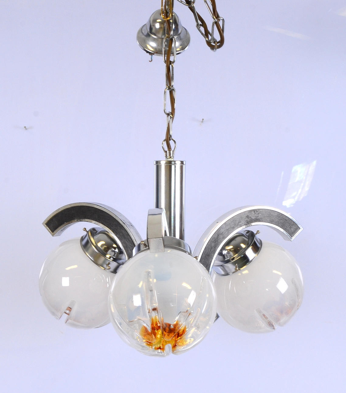 TAKLAMPA, krom, plast och glas, 1960/70-tal.