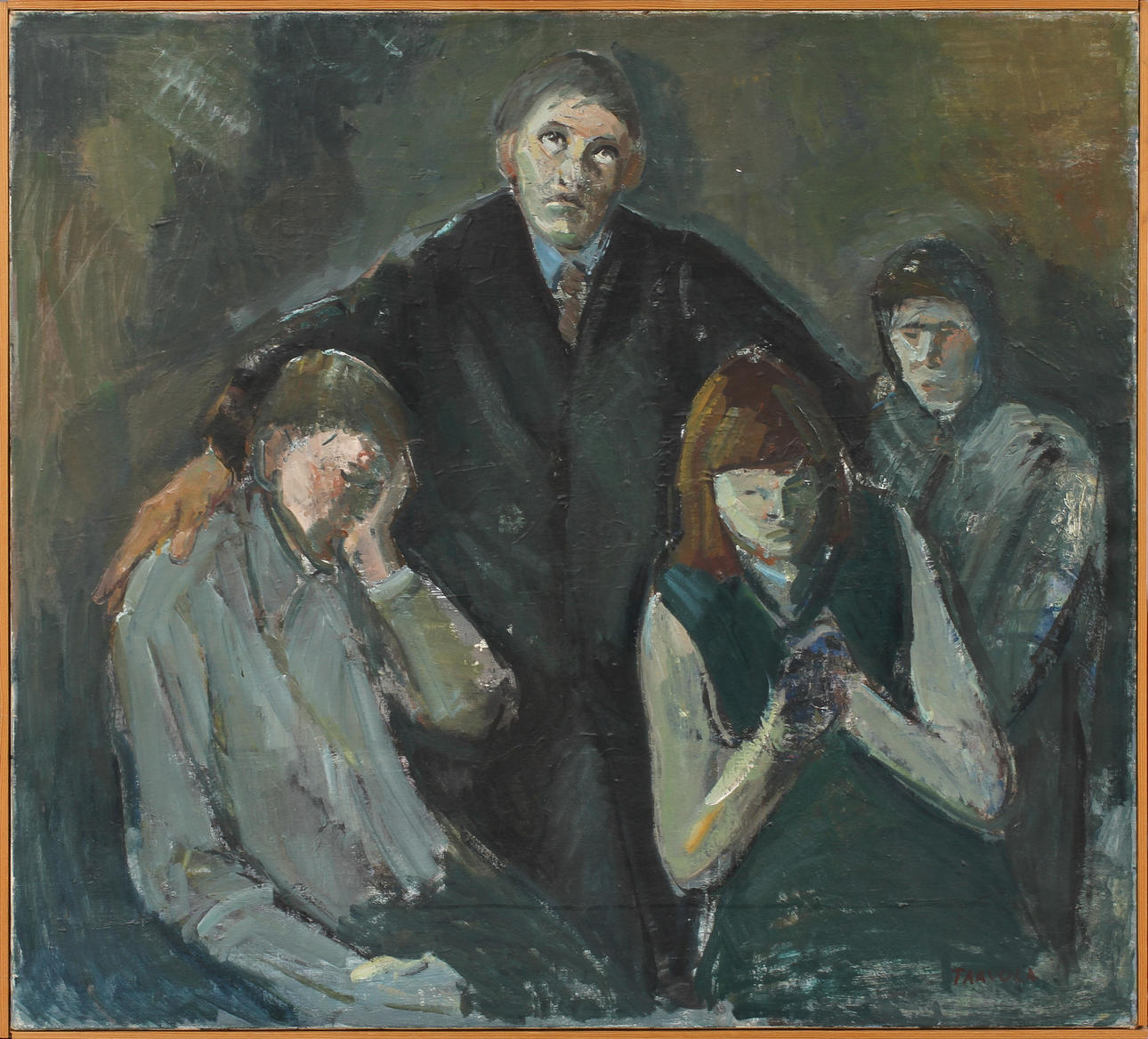 GUNNAR TAAVOLA. "Tröst", olja på duk, signerad.