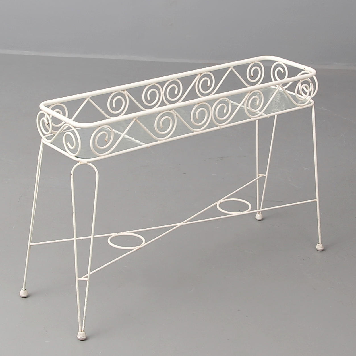 BLOMSTERBORD, glas, smide, 1950/60-tal.