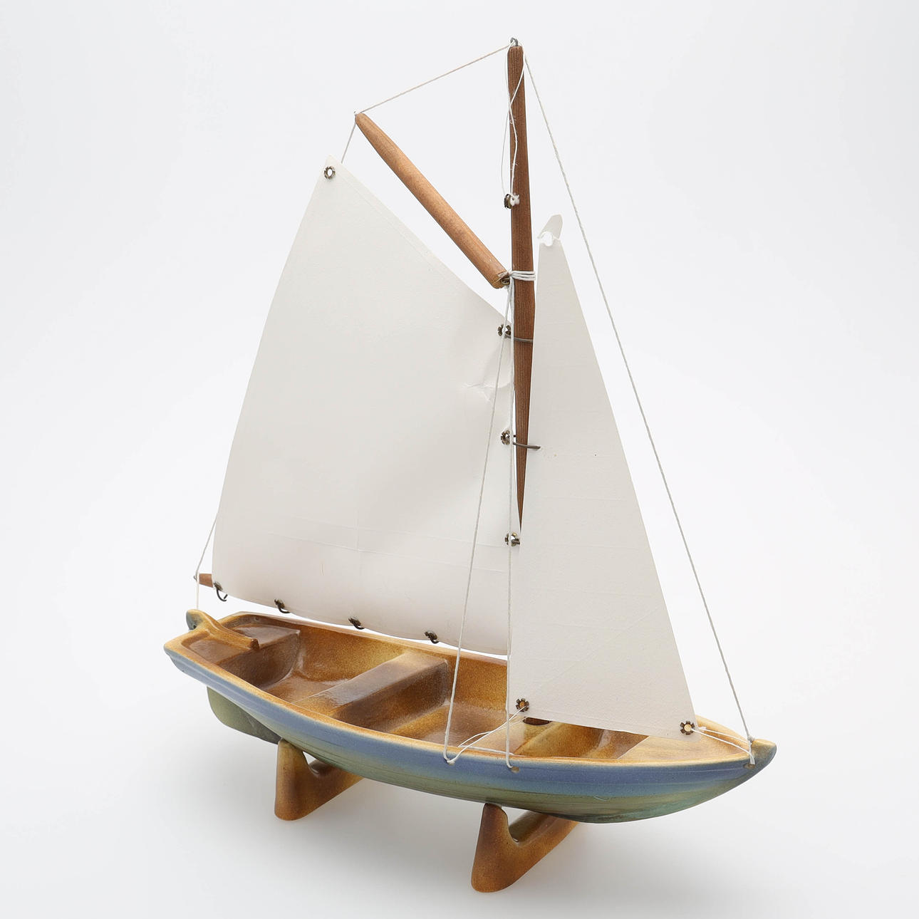 MATS NYMAN. Model ship, ceramic, signed.