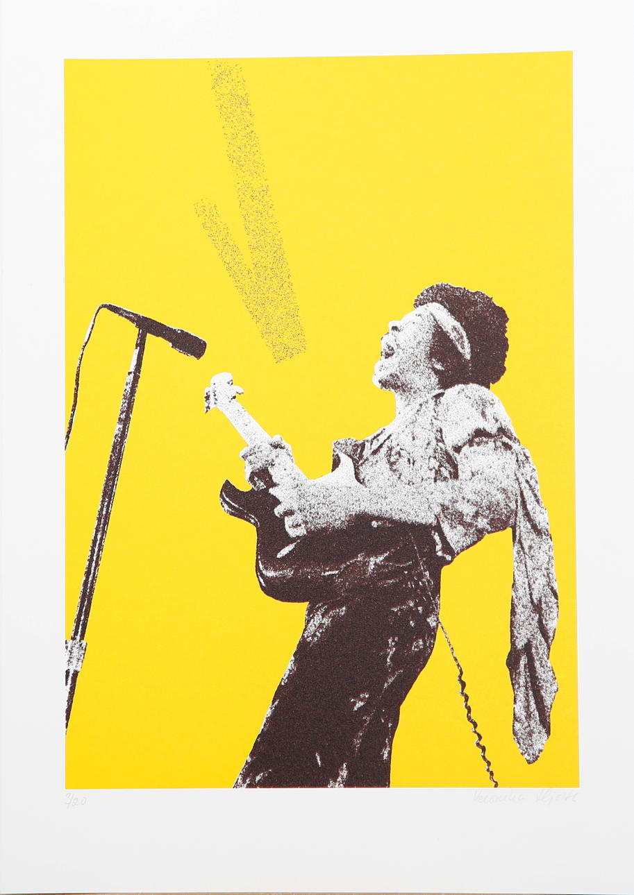 VERONICA HJORT. Jimi Hendrix, färgserigrafi nr 3/20, signerad.