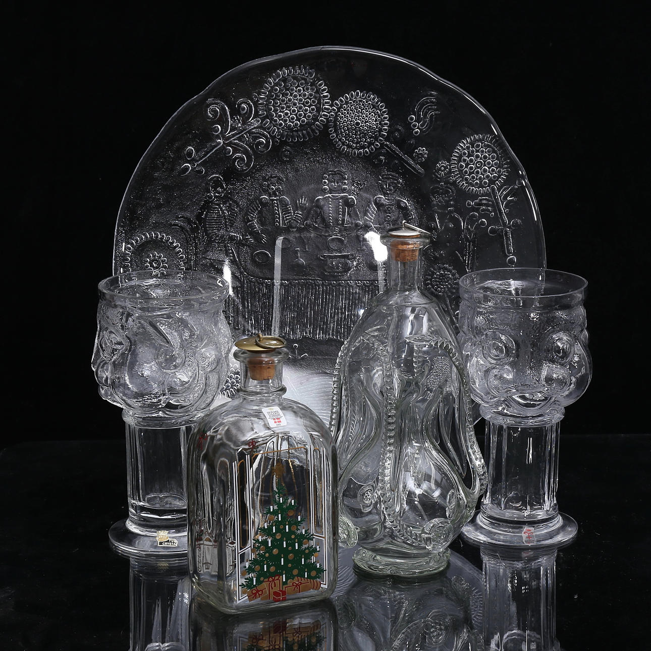GLASS OBJECTS, 5 pieces, eg Holmegaard, Skruf, Boda.