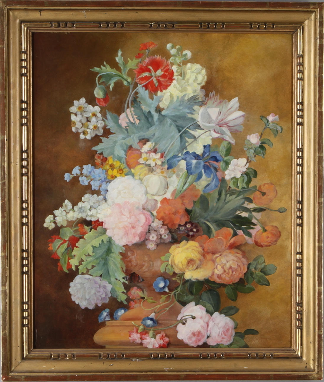 GURLI KUYLENSTIERNA. TILLSKRIVEN. blomsterstilleben, olja på pannå.