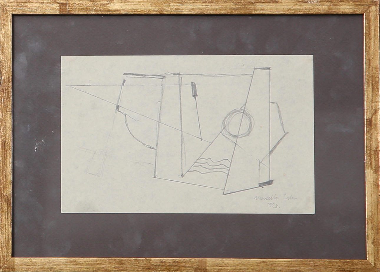 MARCELLE CAHN. Komposition, teckning, signerad och daterad 1925.