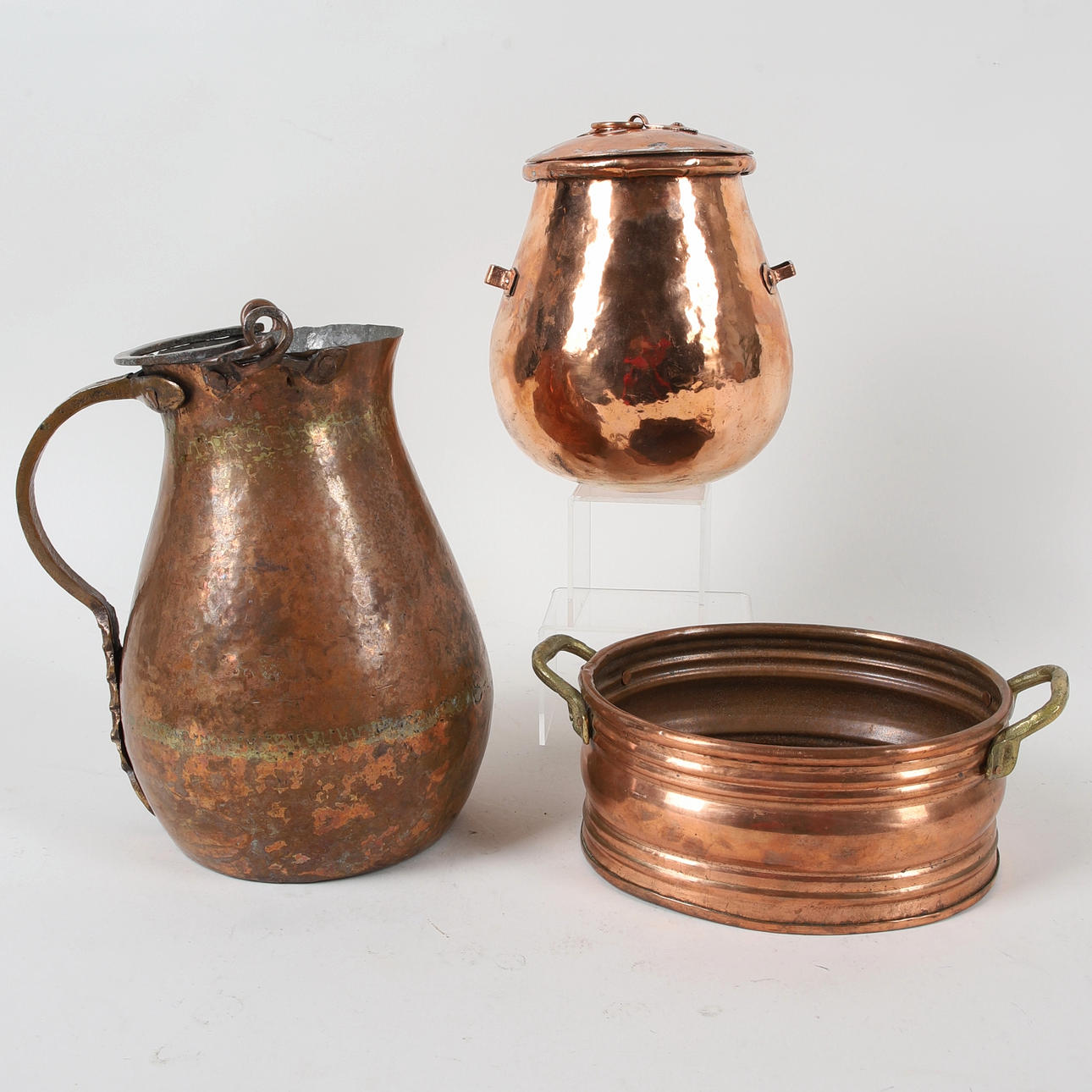 KOPPARFÖREMÅL, 3 st, 1800/1900-tal.